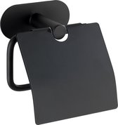 WENKO Turbo-Loc® Toiletrolhouder met klep Orea RVS zwart mat - WC Rolhouder - Bevestigen zonder boren