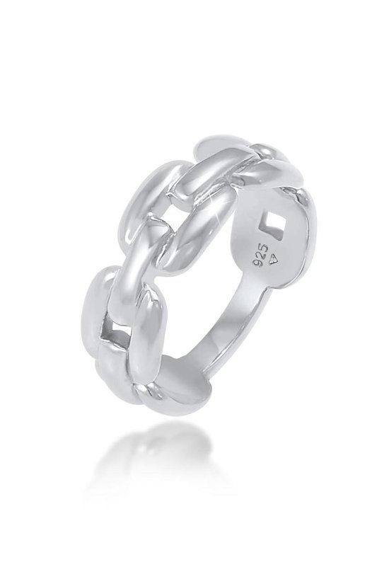 Elli Ring voor dames, knoopsluiting, trendy, basic, in 925 sterling zilver, 52 EU, verzilverd, Zonder