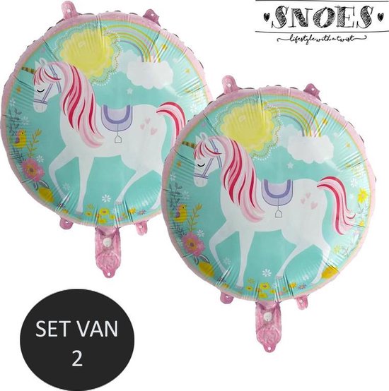 Unicorn Ronde ballon set Snoes Pastel * Eenhoorn ballonnen set van 2 * Verjaardag * Thema Feest * Eenhoorn verjaarjaardag * Paarden meisjes