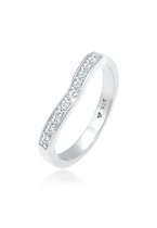 Elli PREMIUM Dames Ring Dames verloving V-vorm met diamanten (0,15 ct) in 925 sterling zilver
