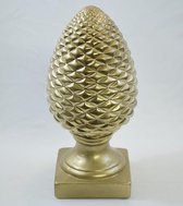 Groot Decoratief object (Dennenappel), aardewerk goud, H 32 x Ø  15 cm