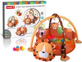 MIRO® 3-in-1 Babygym - Speelmat Baby - Speelkleed Met Boog - Baby & Kinder Speelgoed 0-6 Maanden, 1 & 2 Jaar + 30 Ballenbak Ballen Cadeau - Leeuw