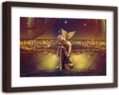 Foto in frame , Boeddha met vogel , 120x80cm , Goudlook , Premium print
