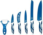 Royal Swiss - Ensemble de couteaux, ensemble de couteaux de cuisine professionnels en céramique 6 pièces avec manche ergonomique pour couper les légumes, les fruits, la viande et le poisson - Blauw