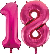 Helium roze cijfer ballonnen 18.