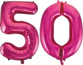 Helium roze cijfer ballonnen 50.