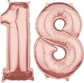 Helium cijfer ballonnen 18  rosé goud.