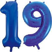 Blauwe folie ballonnen cijfer 19.