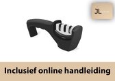 Messenslijper - JL Cuisine - inclusief online handleiding - Anti slip - 3 Standen - Ergonomisch - Professionele Slijper - Knife Sharpener - RVS - 2021 Design