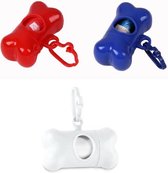 Poepzakjes - Rood - Wit - Blauw - Set van 3 - Biologisch afbreekbare zakjes - Met houder