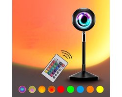 Viatel Sunset Lamp - 16 Kleuren - Met Afstandsbediening - Sunset - Nieuwe Versie (2021) - Galaxy Projector - Lamp - Sterren Projector - Tafellamp - Wake Up Light - Led Lamp - Golden Hour Lamp - Sunset Projection Lamp - Zonsondergang Lamp