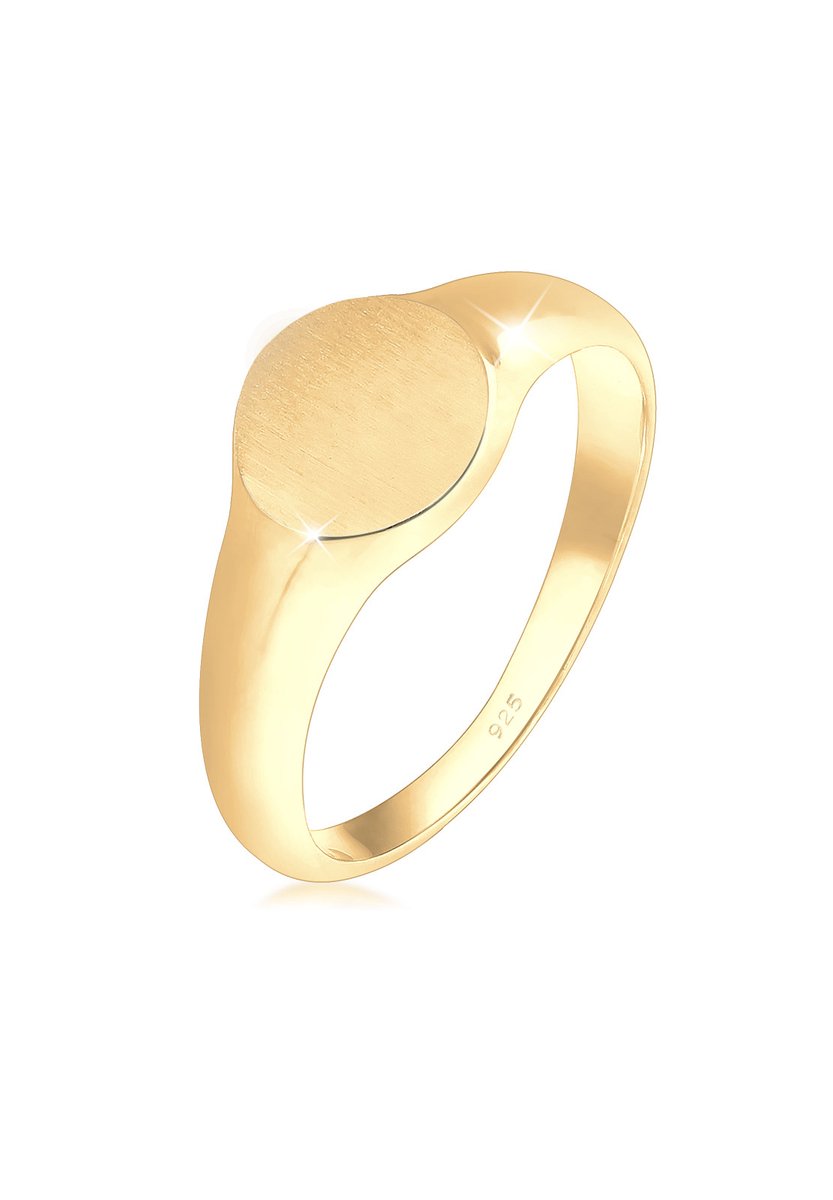 Elli Ring zegelring royal mat geo basic trend 925 zilver verguld