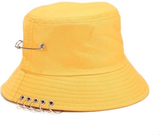 Bucket hat - Ringen - Dames - Heren - Zonnehoedje - Vissershoedje - Vissers Hoed - Geel