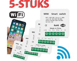Mini Smart Switch | Slimme WiFi inbouwschakelaar | 16A | 5-stuks