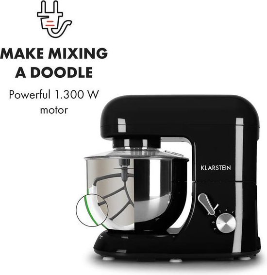 Klarstein Küchenmaschine, Knetmaschine mit 5L Schüssel, 2000W Profi Küchenmaschine mit Knethaken und Schneebesen, Universal Küchenmaschine mit 6 Stufen, Teigmaschine zum Rühren, Kneten und Aufschlagen van Klarstein — afbeelding 3