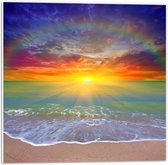 Forex - Regenboog Boven de Zee - 50x50cm Foto op Forex