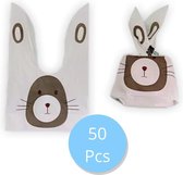 Uitdeelzakjes konijn wit 50 STUKS - Plastic Uitdeelzakjes Kinderfeestje