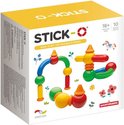 Doos van Stick-O Basic 10 set met afbeeldingen van opgebouwde magnetische speelgoedfiguren.