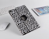H.K. Draaibaar/Boekhoesje hoesje tijgerprint wit geschikt voor Apple iPad AIR 5/6/7/8/AIR/AIR2/2017/2018 + Glasfolie