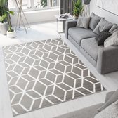 Tapiso Bali PP Vloerkleed Lichtgrijs Laagpolig Modern Tapijt Maat- 140x200