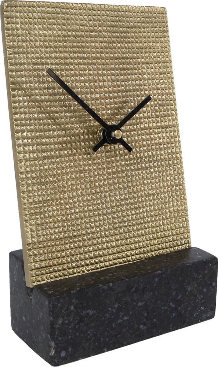 Gifts Amsterdam - Tafelklok - Klok - Pepijn - Metaal - Marmer - 15x5x27cm