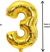 3 goudkleurige ballonnen derde verjaardag XXL - ruim 1 meter