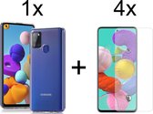 Samsung A21s Hoesje - Samsung Galaxy A21S hoesje transparant siliconen case hoes cover hoesjes - 4x samsung galaxy a21s screenprotector