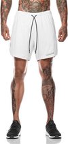 Douxe Sports Pants for Men - Short de sport 2 en 1 avec poche pratique pour téléphone portable - Poche arrière avec fermeture éclair - Pantalon de sport dans les tailles : M, L, XL & XXL.