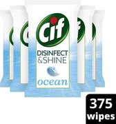 Cif Disinfect & Shine Ocean Wipes - 5 x 75 stuks - Voordeelverpakking