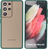 BestCases -  Samsung Galaxy S21 Ultra Hoesje - Samsung Galaxy S21 Ultra Hard Case Telefoonhoesje - Samsung Galaxy S21 Ultra Backcover - Donker Groen