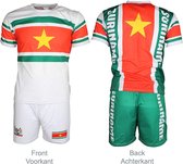 Suriname Voetbalshirt + Broek Set Tenue Wit / Geel / Groen / Rood, Maat:  152