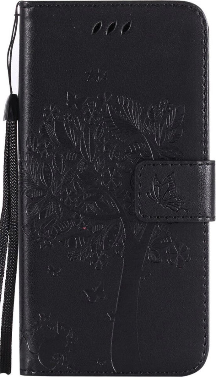 Geschikt voor Apple iPhone XR Bookcase - Zwart - Bloemen - Portemonnee Hoesje
