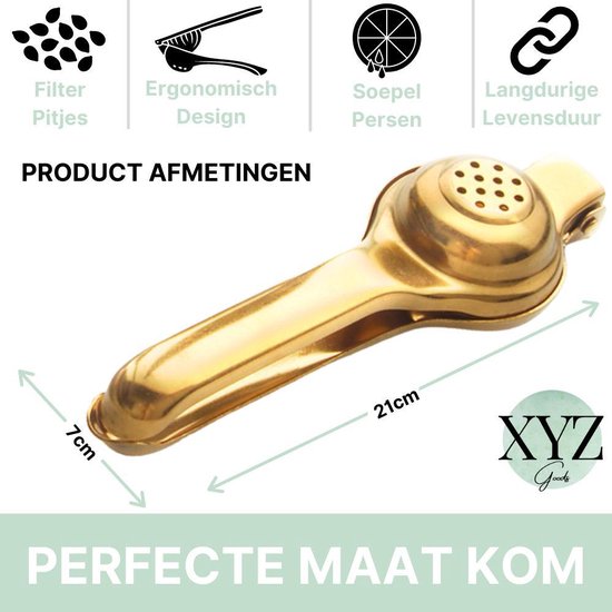 XYZ Goods - Citroenpers - Citruspers - Limoenpers - citroenpers handmatig - citroenknijper - citrusknijper - sinaasappelpers - fruitpers - sinaasappelpers handmatig - RVS - Goud — afbeelding 3