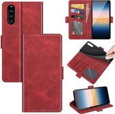 Sony Xperia 10 III hoesje - MobyDefend Luxe Wallet Book Case (Sluiting Zijkant) - Rood - GSM Hoesje - Telefoonhoesje Geschikt Voor: Sony Xperia 10 III