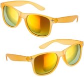 4x stuks hippe zonnebril geel met spiegelglazen - Verkleedbrillen