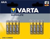 Varta Superlife AAA. Zink-Carbon. per 8 in blister. (hangverpakking)