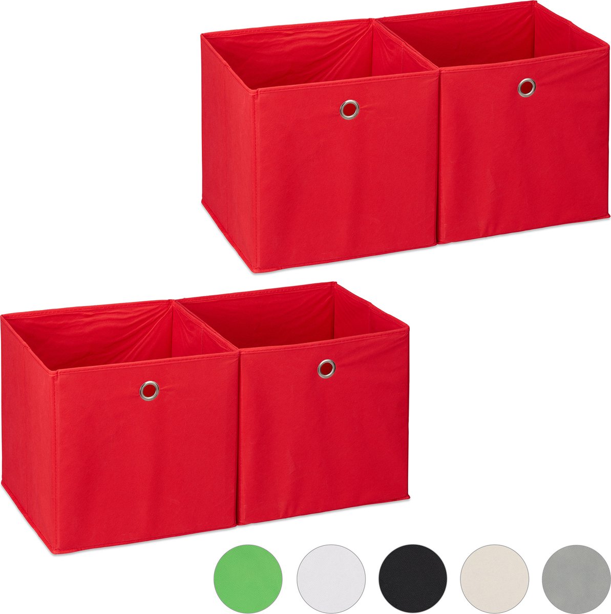 4x opbergbox - stof - opvouwbaar - speelgoed - opbergmand - opbergen - rood