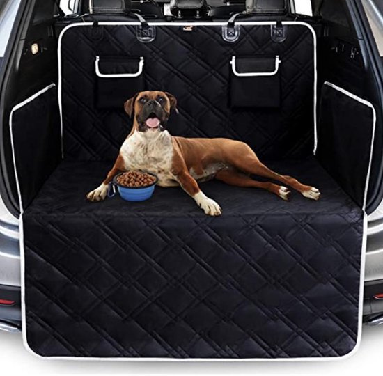 Hondendeken auto – Kofferbak beschermhoes hond – Inclusief opbergzak en gratis E-Book – Hondendeken auto kofferbak – Zwart/wit