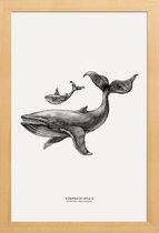 JUNIQE - Poster in houten lijst Humpback Whale -40x60 /Grijs & Ivoor