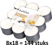 144 stuks Bolsius vanille - vanilla geurtheelichtjes (4 uur) True Scents