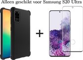 Samsung S20 Ultra Hoesje - Samsung Galaxy S20 Ultra hoesje zwart shockproof siliconen case hoes cover hoesjes - Full Cover - 1x Samsung S20 Ultra screenprotector