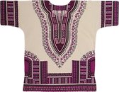 Afrikaans Shirt Dashiki in het wit/paars