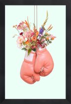 JUNIQE - Poster met houten lijst Flower Power -13x18 /Kleurrijk