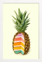 JUNIQE - Poster in houten lijst Pineapple Cake -40x60 /Kleurrijk