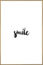 JUNIQE - Poster met kunststof lijst Smile -13x18 /Wit & Zwart
