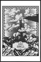 JUNIQE - Poster in kunststof lijst Vintage Mordor Tower Eye of Sauron