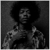 JUNIQE - Poster met kunststof lijst Jimi Hendrix - pointillisme -20x20