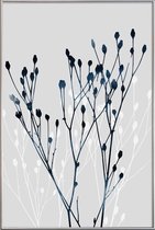 JUNIQE - Poster met kunststof lijst Watercolor Leaves 12 -20x30 /Blauw