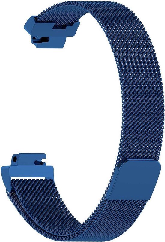 Donkerblauw Milanees horlogebandje met magneetsluiting.