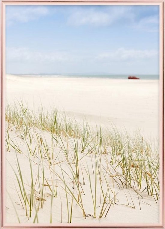 Poster Met Lijst - Zand Grassen Poster (21x30cm)